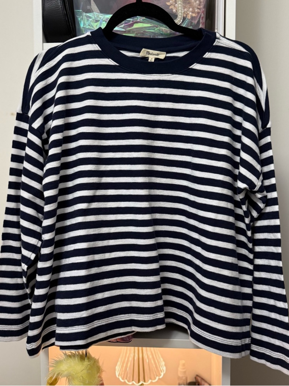 Madewell navy white striped oversize shirt